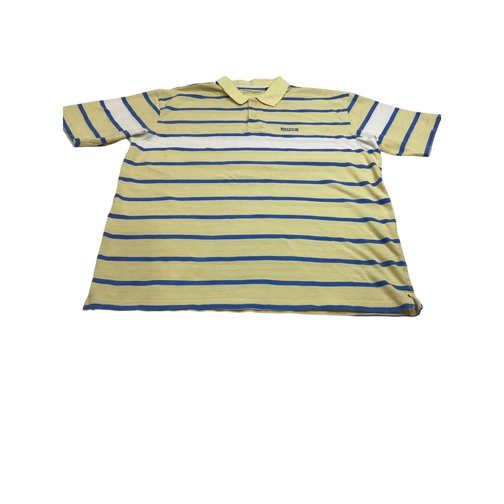 Vintage Y2K Enyce Clothing Co XXL Yellow Blue Striped Polo Shirt Streetwear 90s